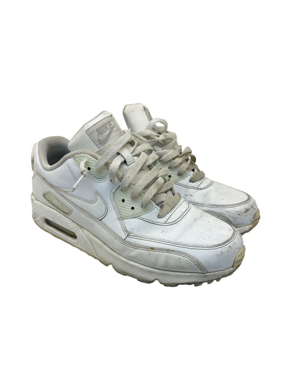 Nike Men's Air Max 90 Leather Athletic Shoes 302519-113 White Size 9.5M